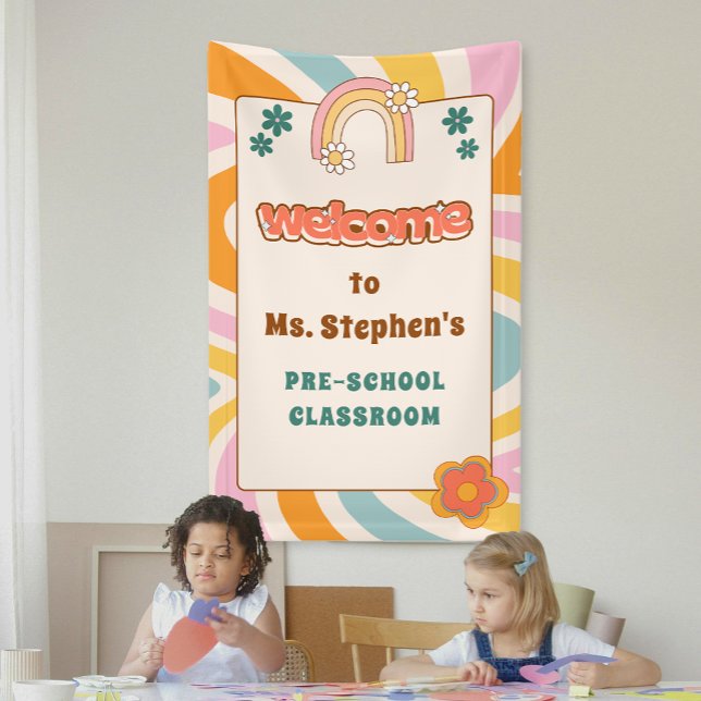 Custom Retro Style Welcome Teacher's Classroom Banner (Custom Retro Style Welcome Teacher's Classroom Banner)