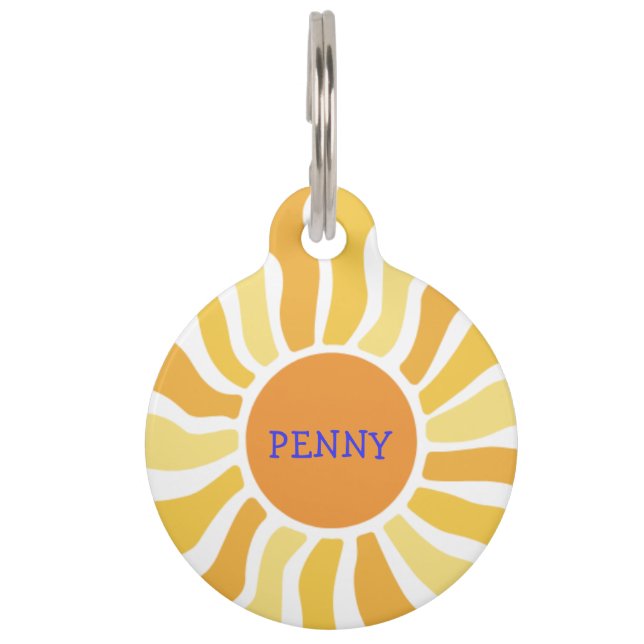 Custom Retro Sun Pet ID Tag (Front)
