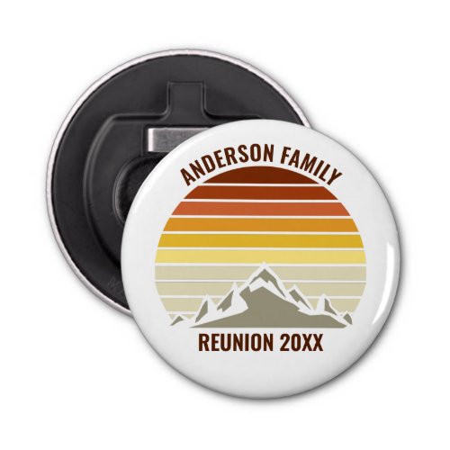 Custom Retro Sunset Mountain Family Reunion Party Bottle Opener