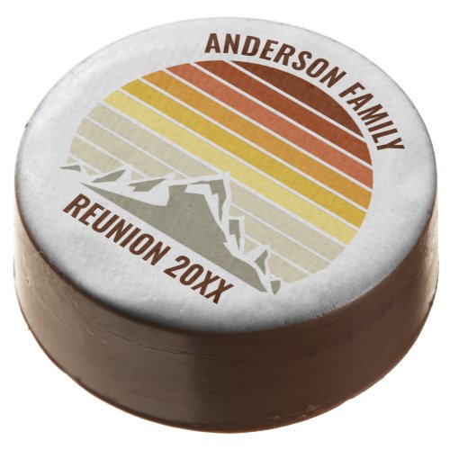 Custom Retro Sunset Mountain Family Reunion Party Chocolate Covered Oreo