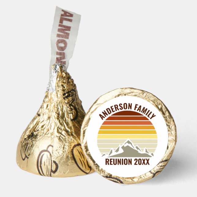 Custom Retro Sunset Mountain Family Reunion Party Hershey®'s Kisses® (Front)