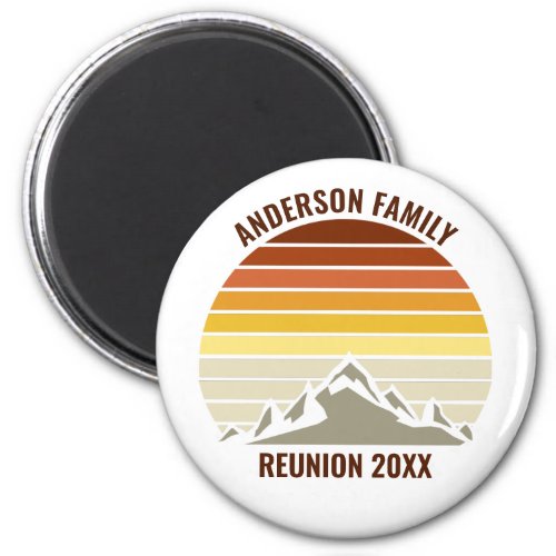 Custom Retro Sunset Mountain Family Reunion Party Magnet