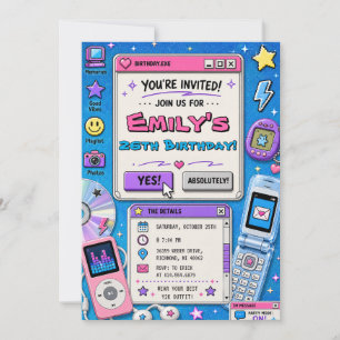 Custom Retro Teen Y2K Birthday Invitation