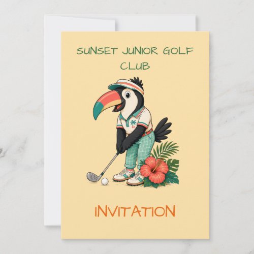 Custom Retro Toucan Junior Golf Club Kids Invitation