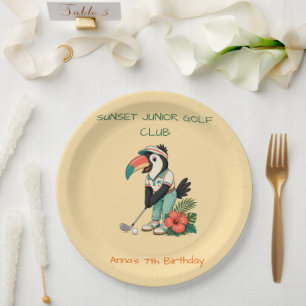 Custom Retro Toucan Junior Golf Club Kids Paper Plates