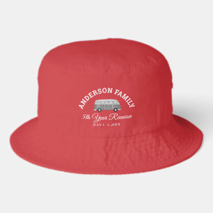 Custom Retro Van Family Reunion Red Classic Bucket Hat