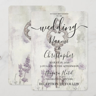 Custom Retro Vintage Key Wedding Invitation