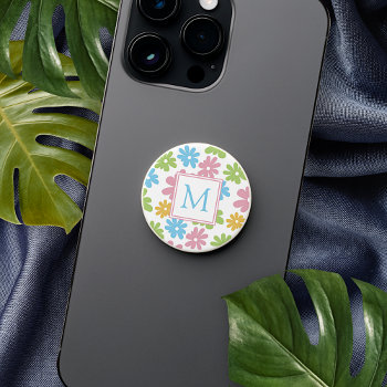 Custom Retro Vintage Summer Floral Art Pattern Popsocket by All_In_Cute_Fun at Zazzle