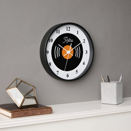 Custom retro vinyl gramophone record wall clock