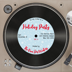 Custom Retro Vinyl Record Christmas Invitation