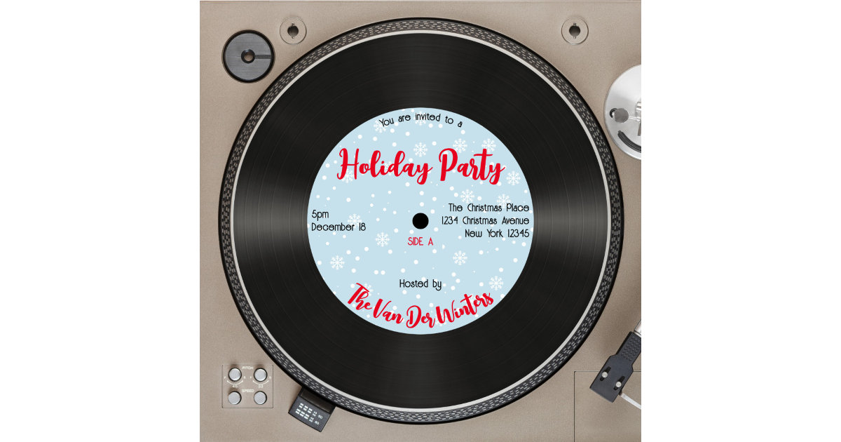 Custom Retro Vinyl Record Christmas Invitation Zazzle