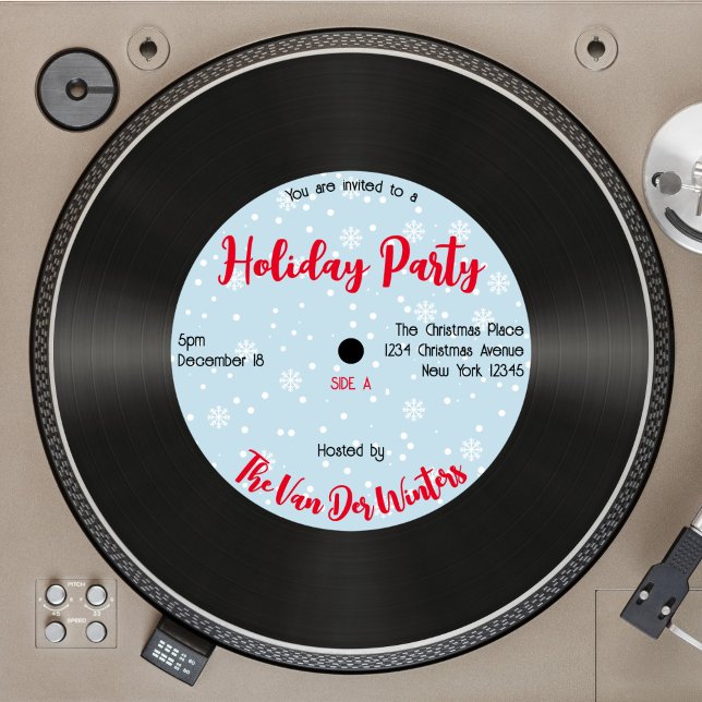 Custom Retro Vinyl Record Christmas Invitation (Creator Uploaded)