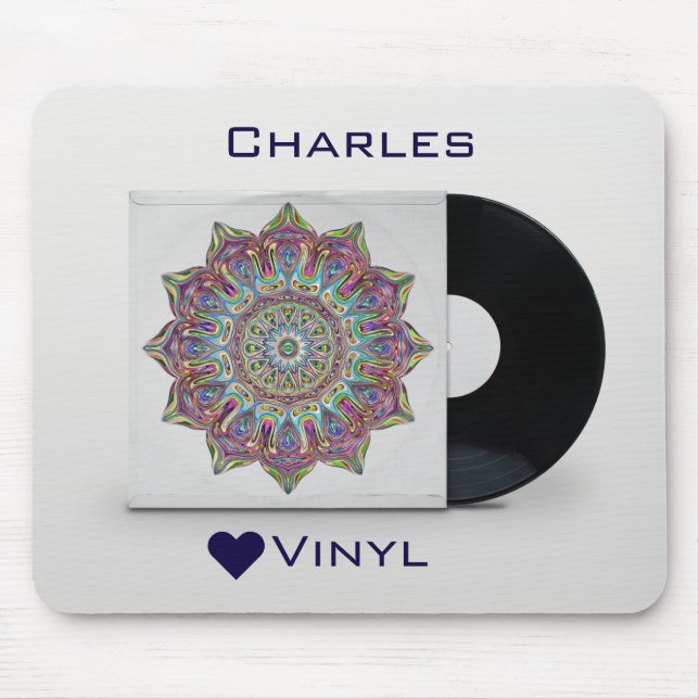 Custom Retro Vinyl Record Psychedelic Hippy Sleeve Mouse Pad (Front)