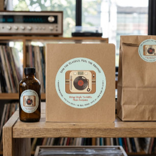 Custom Retro Vinyl Turntable Business Sticker 