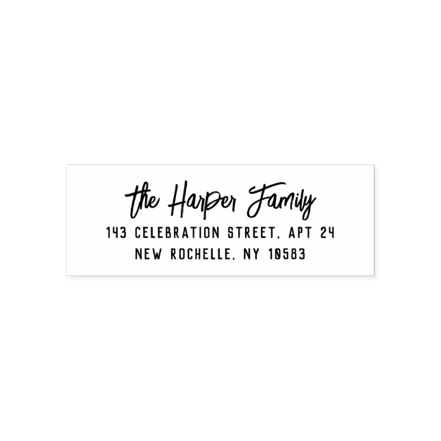Customizable Script Font Return Address Stamp Custom Return Address Chic Modern Brush Script Sel Self-inking Stamp ...