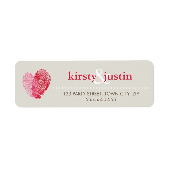 CUSTOM RETURN ADDRESS cute fingerprint heart love Label (Front)