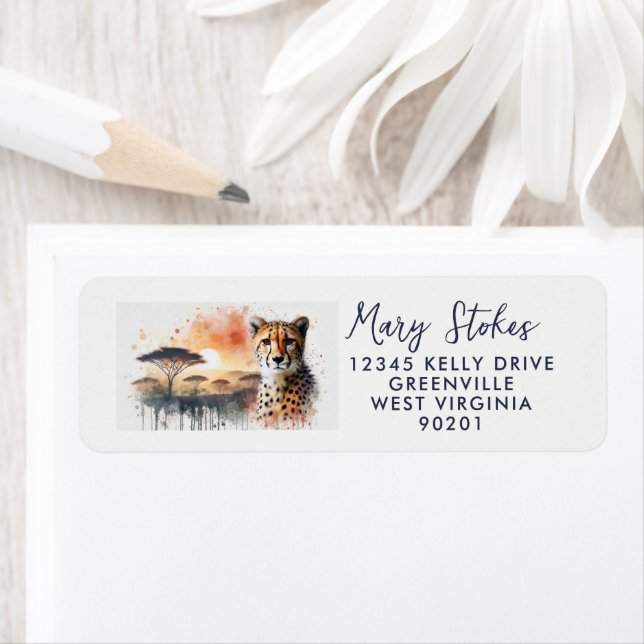 Custom Return Address Envelope | Cheetah Big Cat  Label (Insitu)