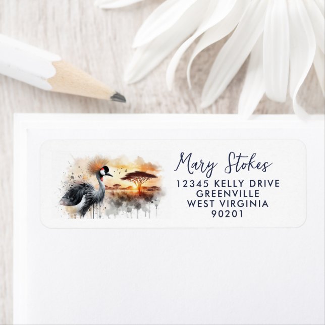 Custom Return Address Envelope | Crane Bird Water  Label (Insitu)