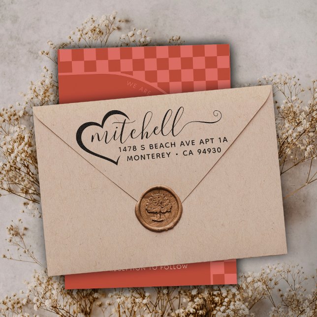 Custom Return Address Family Couple Heart  Rubber Stamp (Creator Uploaded)