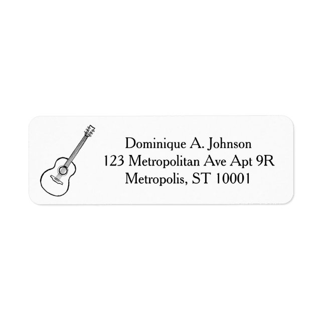 Custom Return Address Label, Guitar Drawing Label (Front)