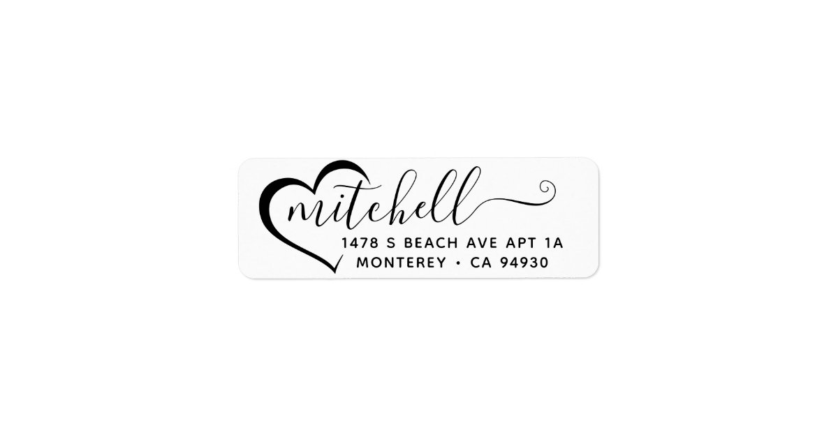 Address Labels Heart Custom Return Address Label with Heart | Zazzle