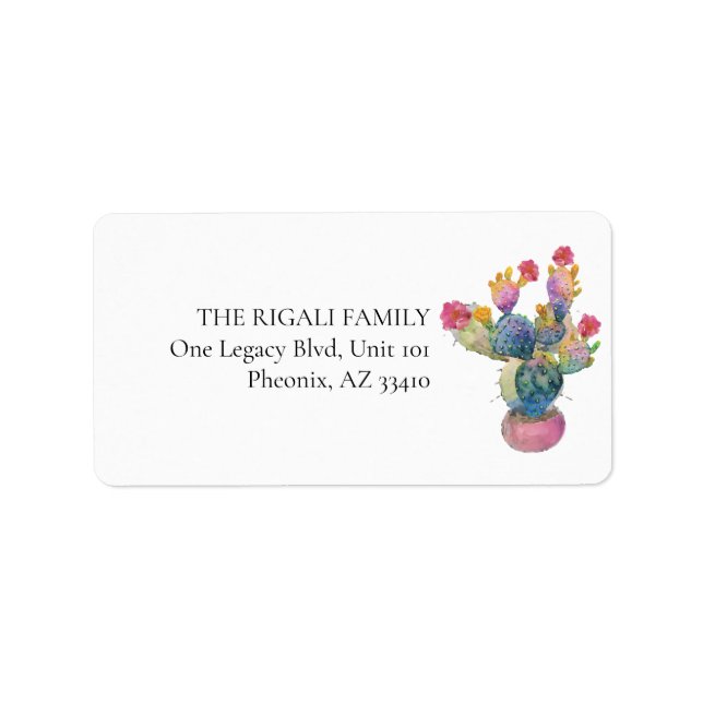 Custom Return Address Labels Watercolor Cactus (Front)