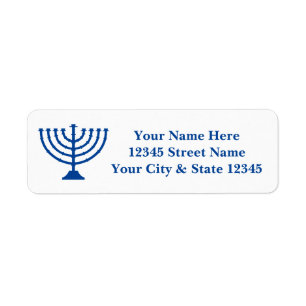 Custom return address labels with Jewish menorah