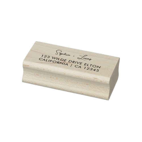 Custom Return Address Modern Minimal Script Couple Rubber Stamp