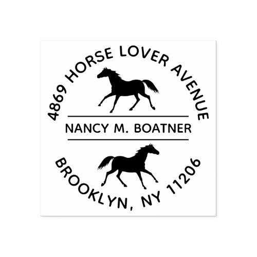 Custom Return Address Rubber Stamp With Horses