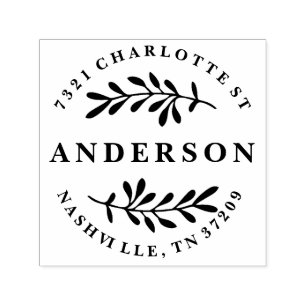 Custom return address stamp with leaves