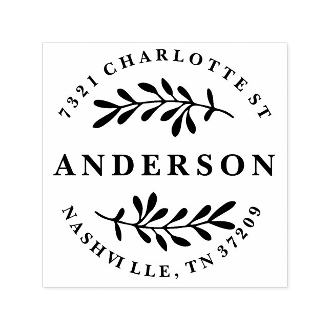 Custom return address stamp with leaves (Design)