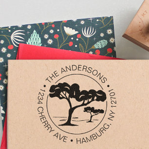 Custom Return Address Umbrella Pine Tree Self-inking Stamp