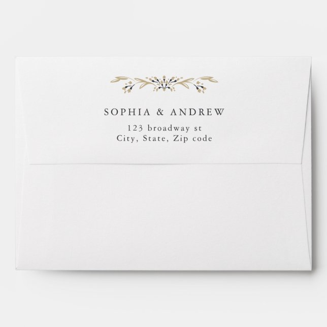 Custom return address with rustic boho floral envelope (Back (Top Flap))