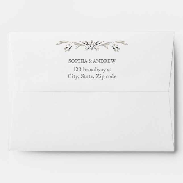 Custom return address with rustic floral liner envelope (Back (Top Flap))