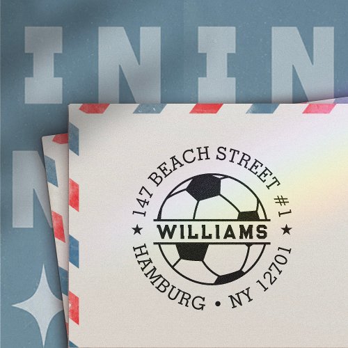 Custom Return Soccer Family Address Self_inking Stamp