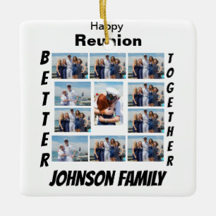 Custom Reunion 11 Photo Collage Ceramic Ornament
