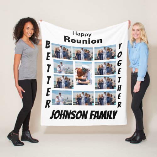 Custom Reunion 11 Photo Collage Fleece Blanket