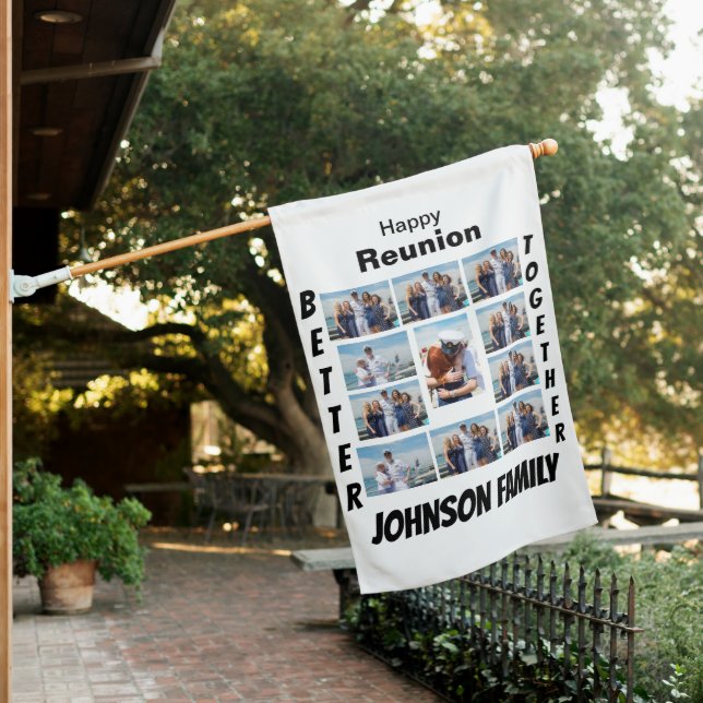 Custom Reunion 11 Photo Collage  House Flag (In SItu)
