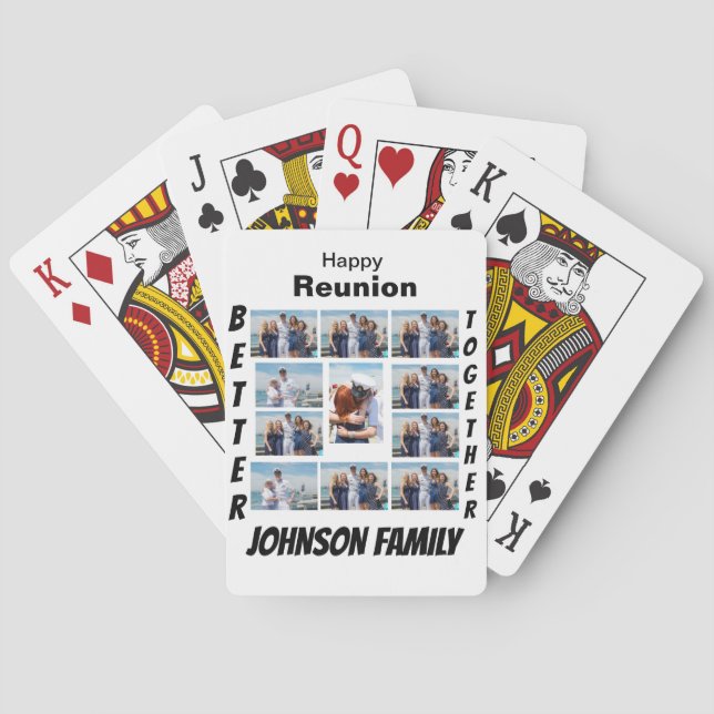 Custom Reunion 11 Photo Collage  Poker Cards (Back)