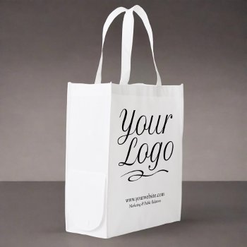 Custom Reusable Grocery Bag Promotional Logo by MISOOK at Zazzle