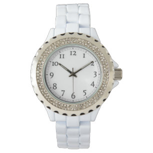 Custom Rhinestone White Enamel Watch