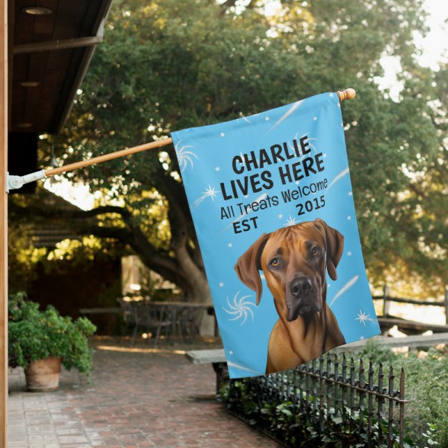 Custom Rhodesian Ridgeback House Flag (In SItu)