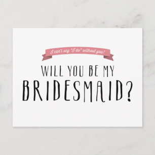 Custom Ribbon Color - Bridesmaid Proposal Invitation Postcard