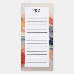 Custom Rich Vibrant Colorful Abstract Paint Lined Magnetic Notepad
