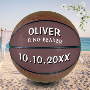 Custom Ring Bearer Name Wedding Date Keepsake Basketball