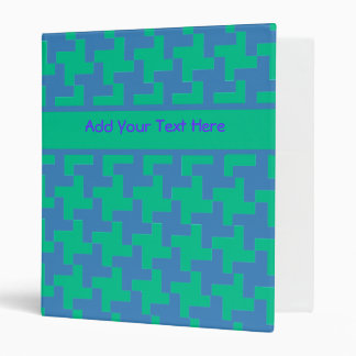 Custom Ring Binder Emerald and Blue Dogtooth