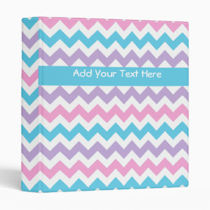 Custom Ring Binder, Pink Mauve Turquoise Chevrons Binder