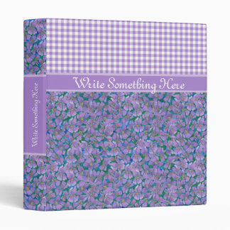 Custom Ring Binder, Violets and Check Gingham Binder