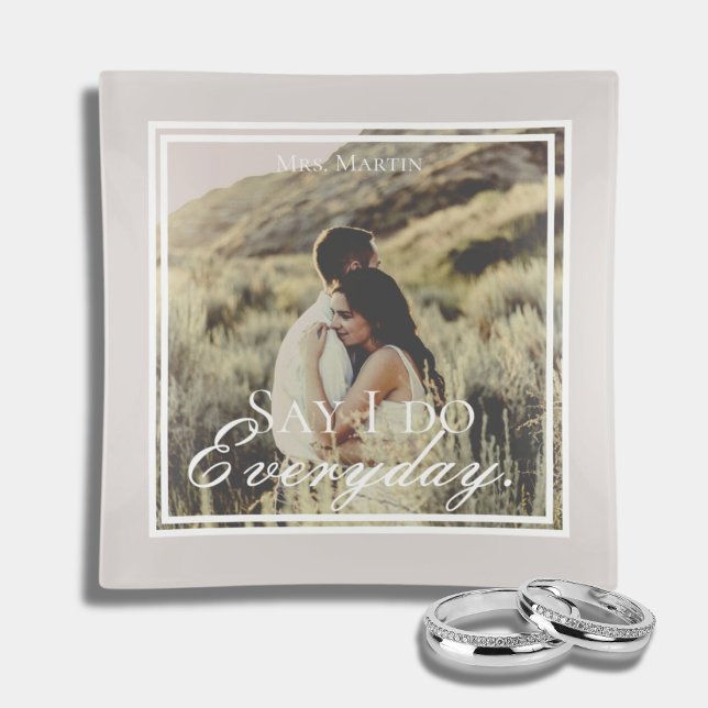 Custom Ring Dish - Bride Gift - Photo Trinket Tray (Wedding Keepsake Gift - Ring Dish - Bride Gift)