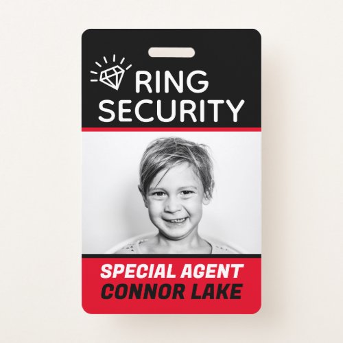 Custom Ring Security Ring Bearer Wedding Security Badge